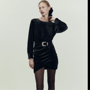 Velvet draped mini dress